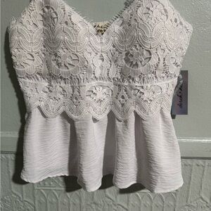 White Lace Peplum Top